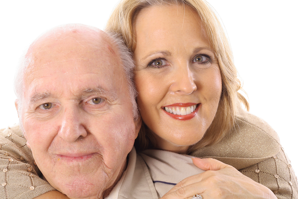 Elderly man with daughter